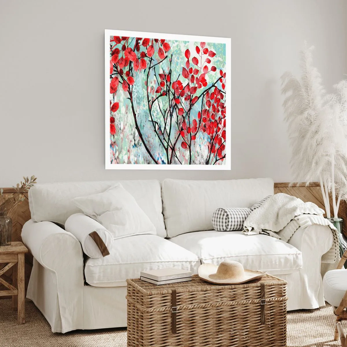 Poszter - Fa skarlát színben - 60x60 cm