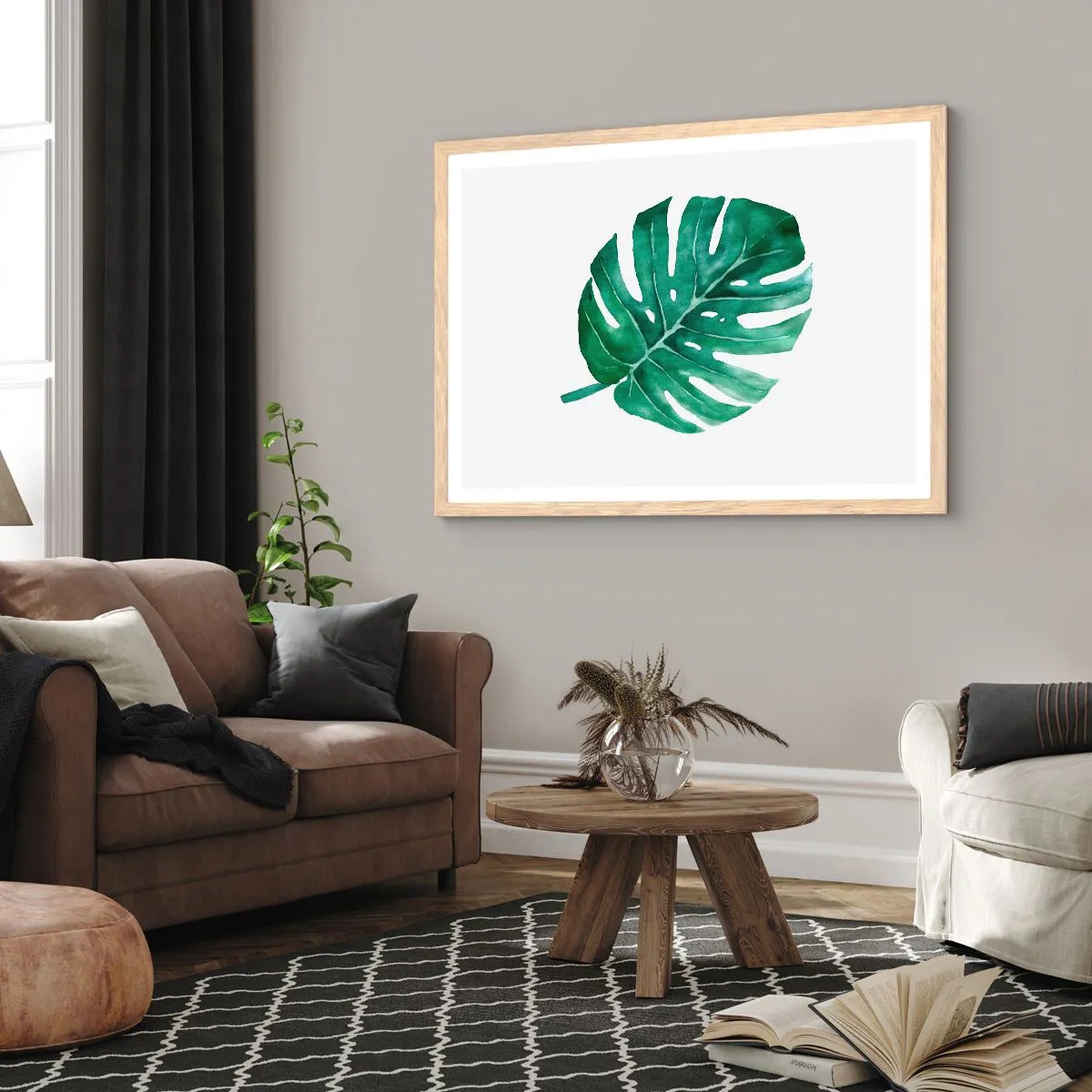 Poszter világos tölgy keretben - Zöld koncepció - 50x40 cm