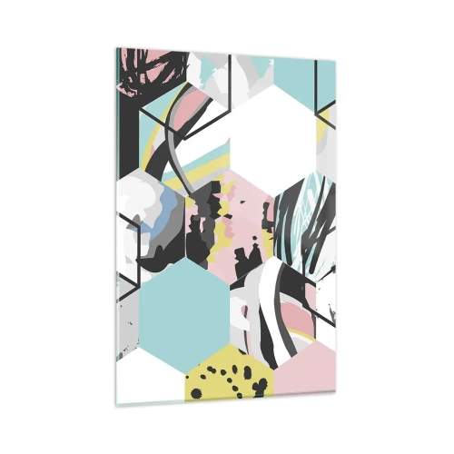 Üveg kép - Hatszögek és kockák hat színben - 80x120 cm