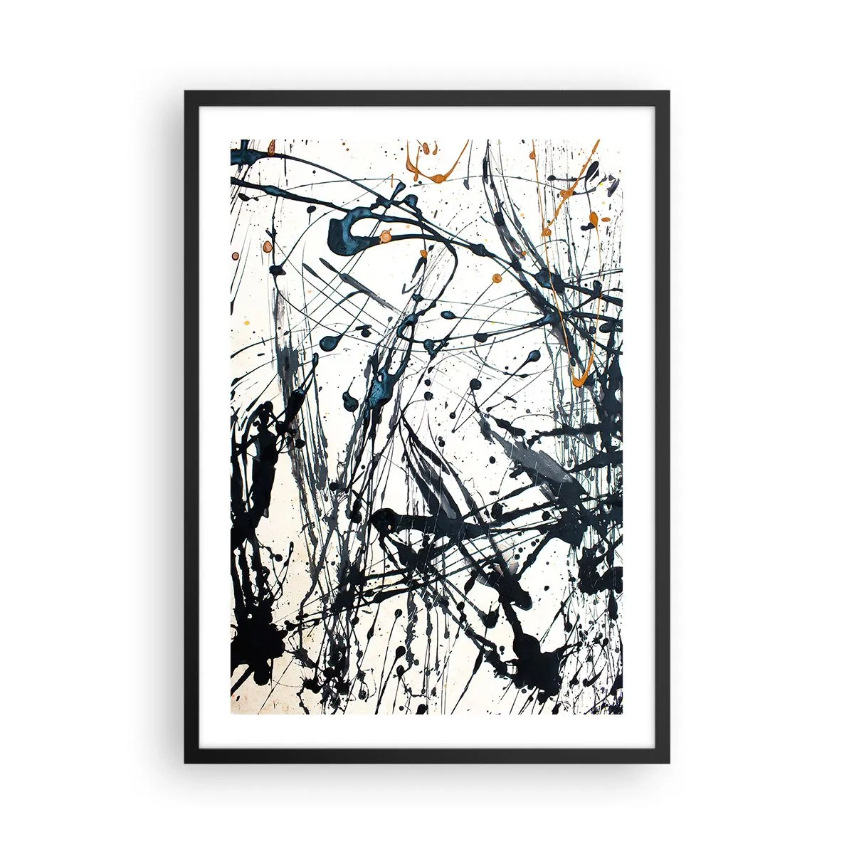 Poszter fehér keretben - Kifejező absztrakció a gesztusfestészet stílusában - 50x70cm - Expresszionista absztrakció - Modern fali dekoráció nappalihoz és hálószobához ARTTOR