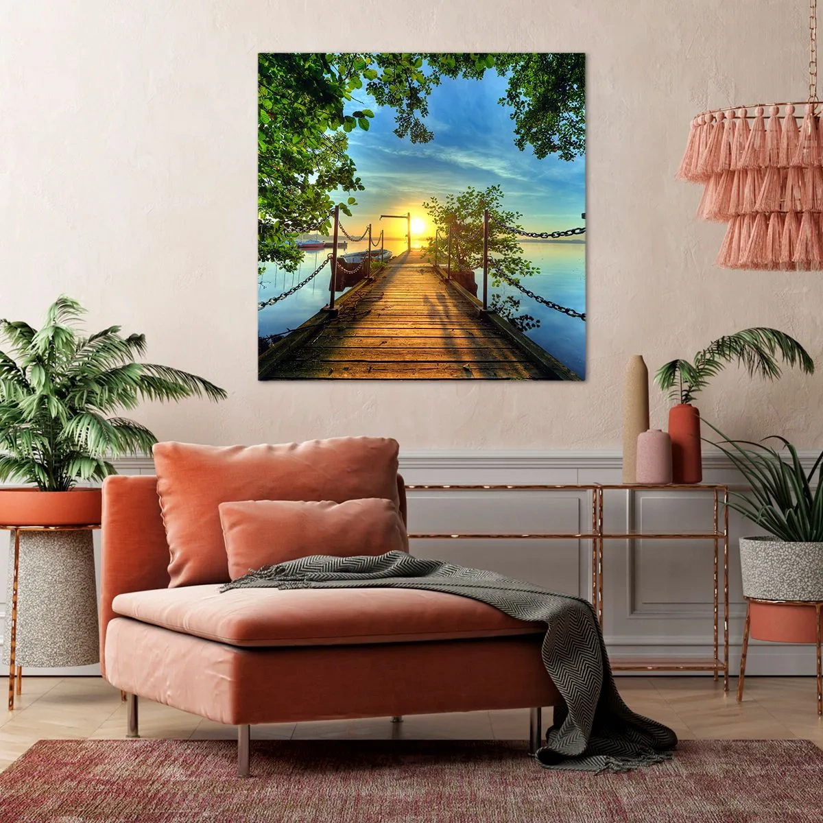 Vászonkép - Naplemente a víz felett - 40x40 cm