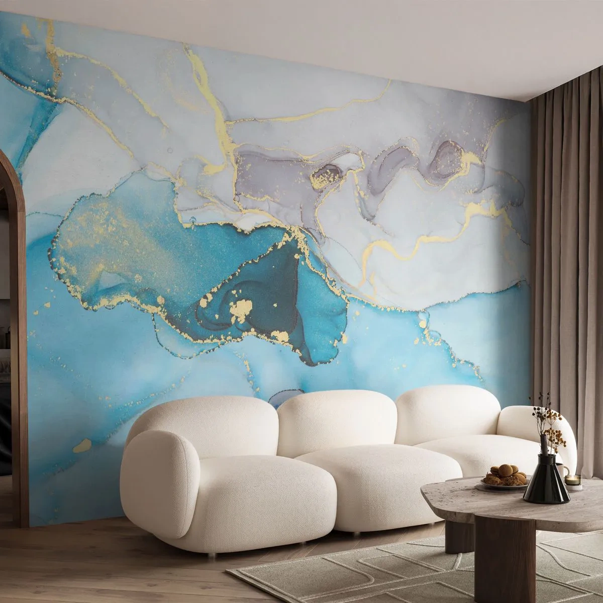 Fotótapéta Premium Canvas - Tanulmány a szürke és a türkiz találkozásáról - Absztrakció, Darab, Modern minta - 250x175 cm