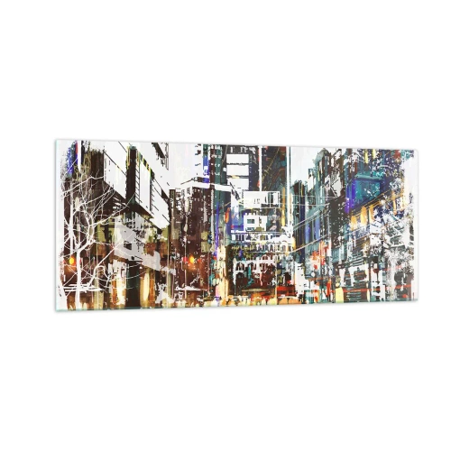 Üveg kép - Csillogó város - 100x40 cm