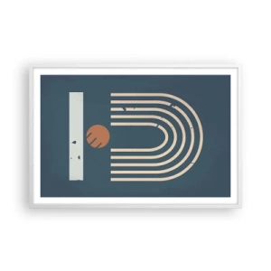 Poszter fekete keretben - Geometria sötétkék háttéren - 91x61 cm