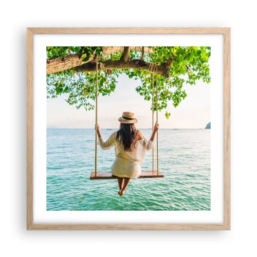 Poszter világos tölgy keretben - Az élet gyönyörű - 50x50 cm