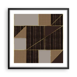 Poszter fehér keretben - Barna és arany mozaik - 50x50 cm