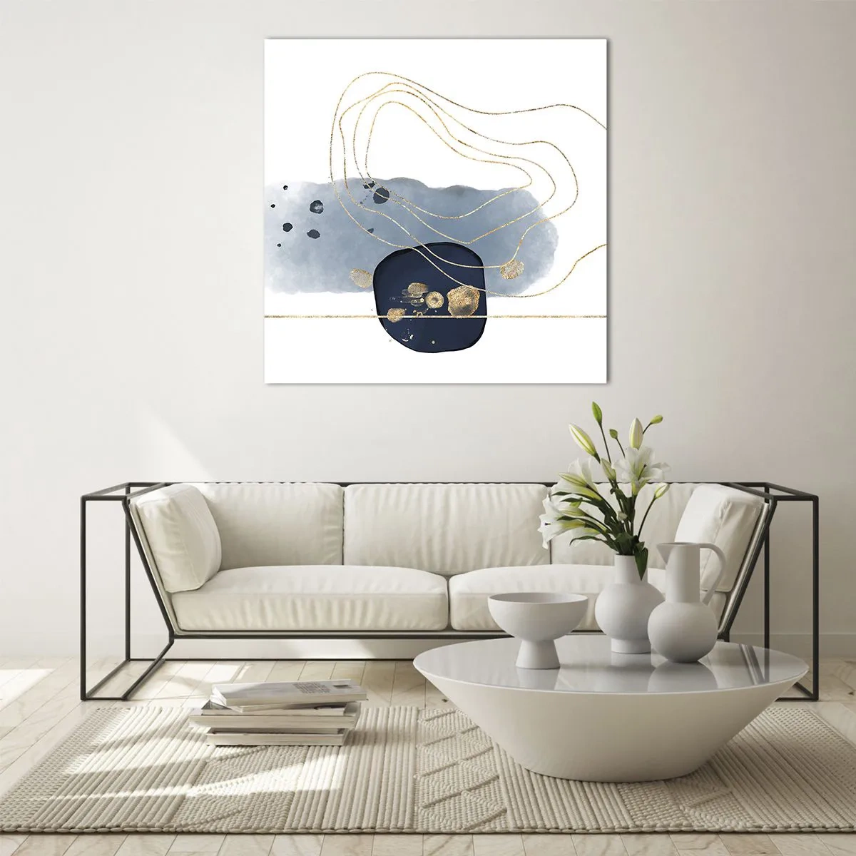 Üveg kép - Kékes-arany fantázia - 60x60 cm