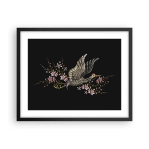 Poszter fehér keretben - Egzotikus hímzett madár - 50x40 cm