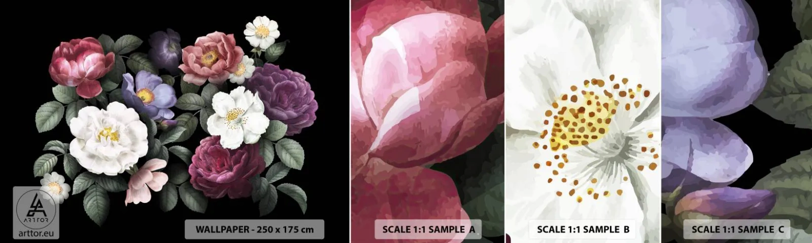 Fotótapéta Minta Öntapadós Deluxe Sticker - Az angol kertből - Virágok, Csokor virág, Virág elrendezés - 100x30 cm