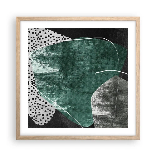 Poszter világos tölgy keretben - Színes absztrakció aranypehellyel - 50x50 cm