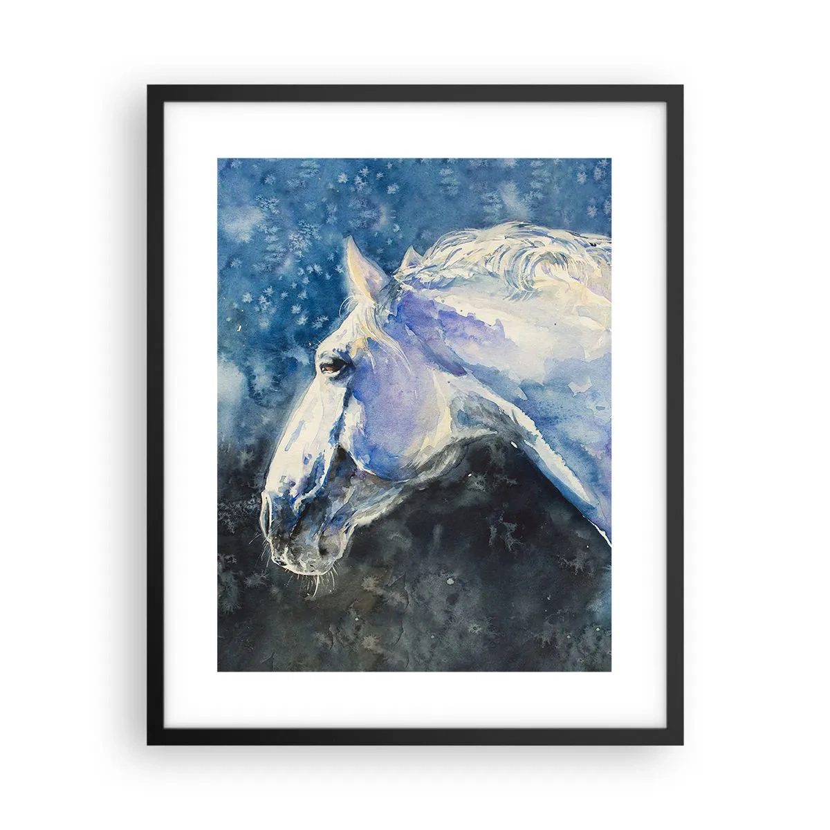 Poszter fehér keretben - Portré kék fényben - 40x50 cm