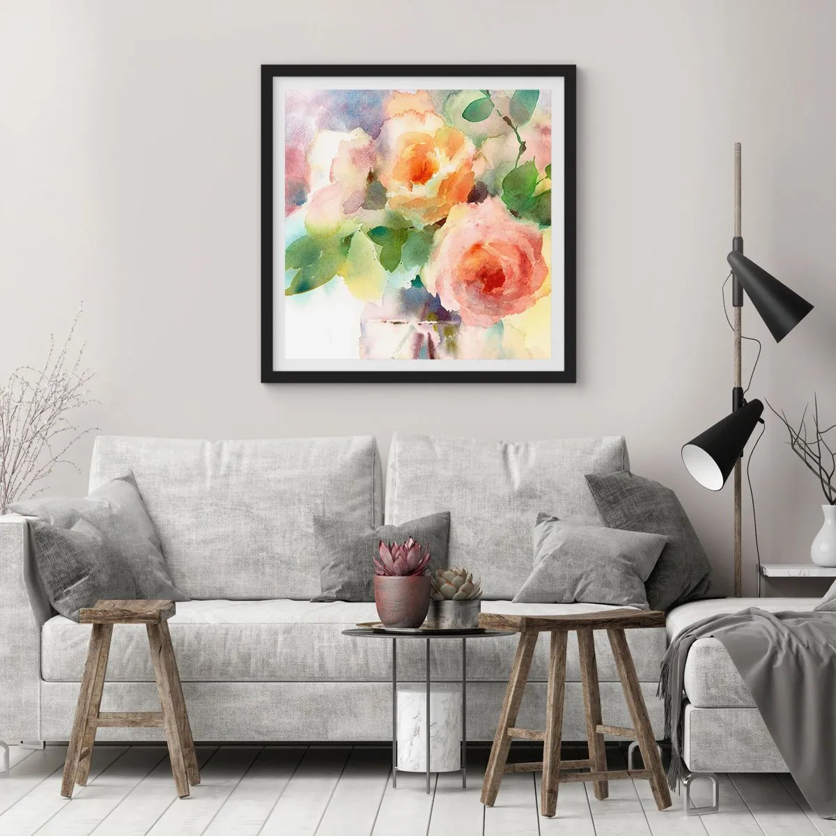 Poszter fehér keretben - Gyengéd, mint az akvarell - 40x40 cm