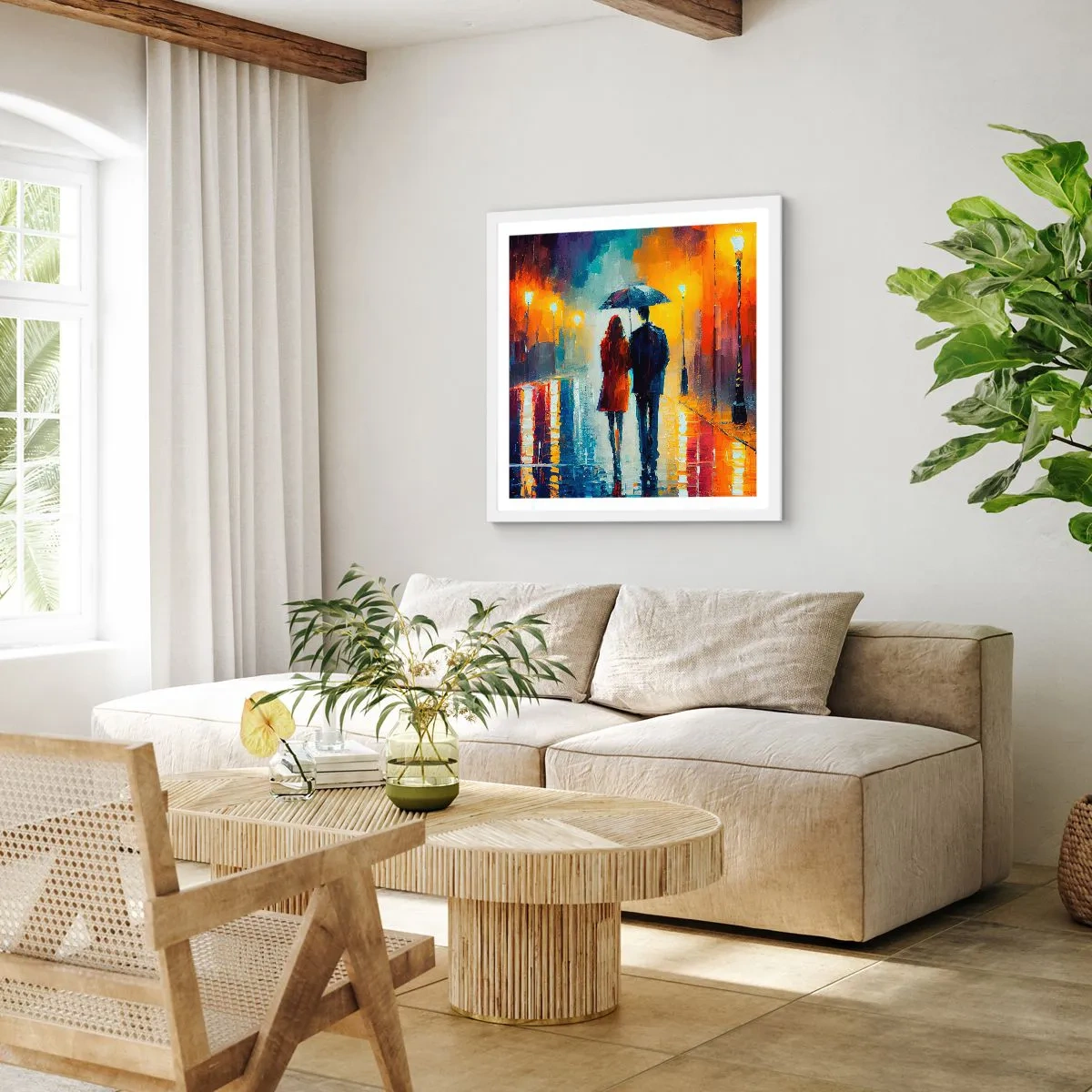 Poszter fekete keretben - Együtt - egy színes éjszaka - 40x40 cm