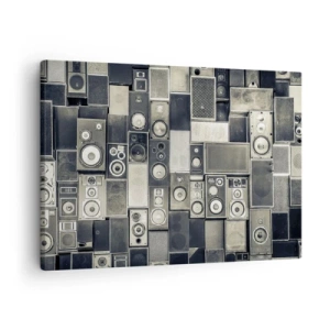 Vászonkép - Retro stílusú hangszóró kollekció - 70x50cm - És minden rendben van - Modern fali dekoráció nappalihoz és hálószobához ARTTOR