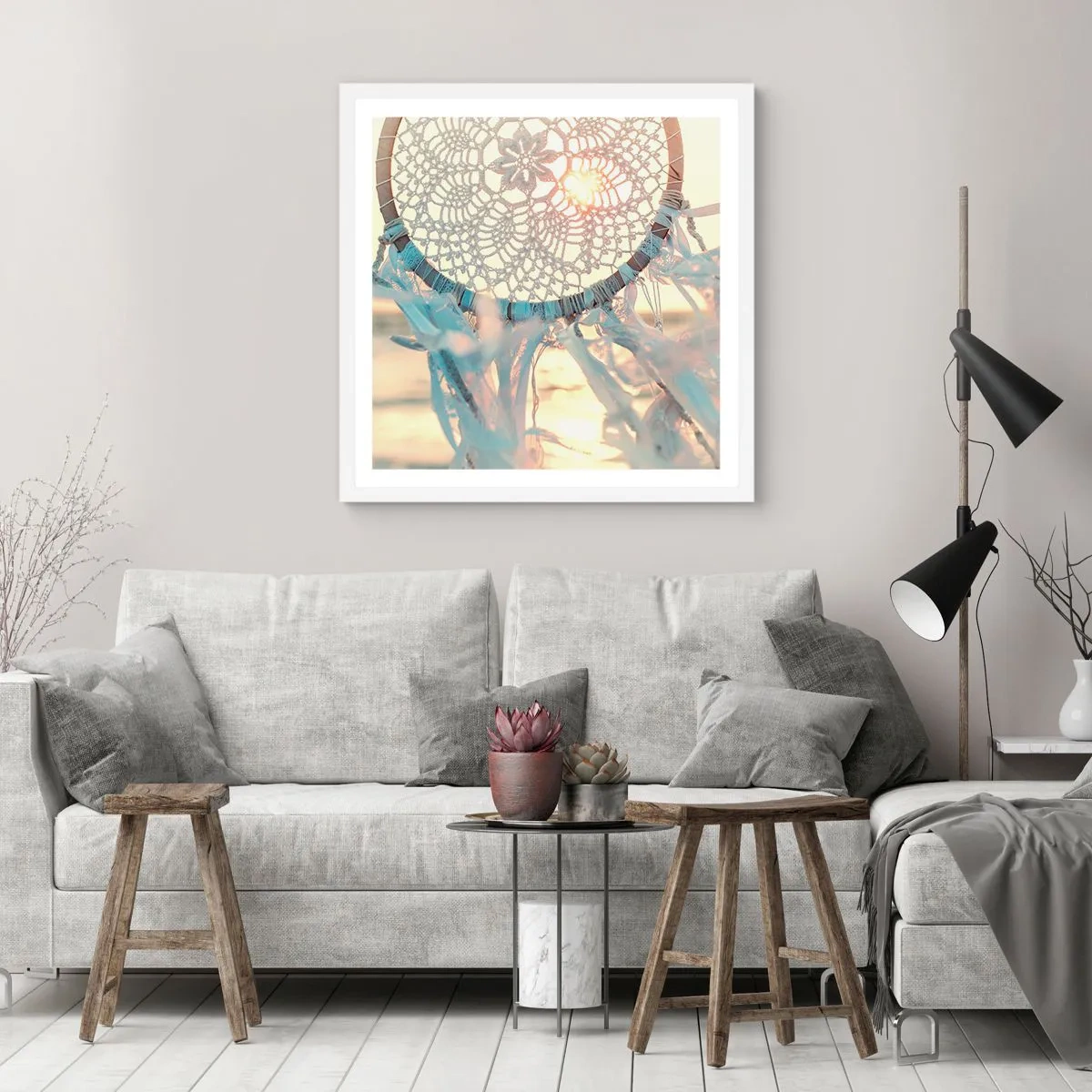 Poszter fekete keretben - Csipkés totem - 60x60 cm