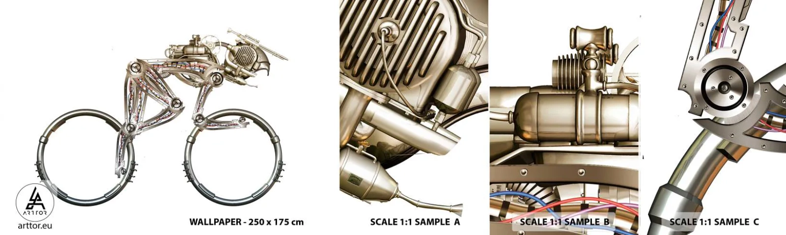Fotótapéta Minta Öntapadós Deluxe Sticker - Remek gép - Absztrakció, Kerékpár, Grafika - 100x30 cm