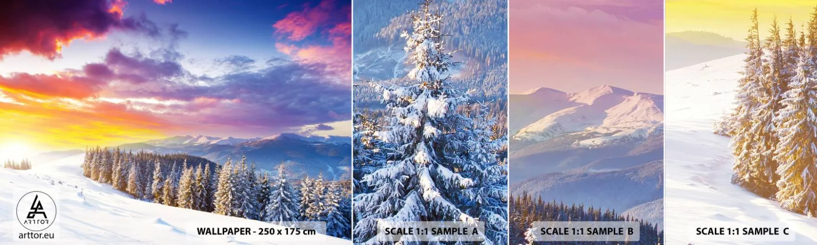 Fotótapéta Minta Öntapadós Deluxe Sticker - Fényes nappal - Tájkép, Hegyek, Téli - 100x30 cm