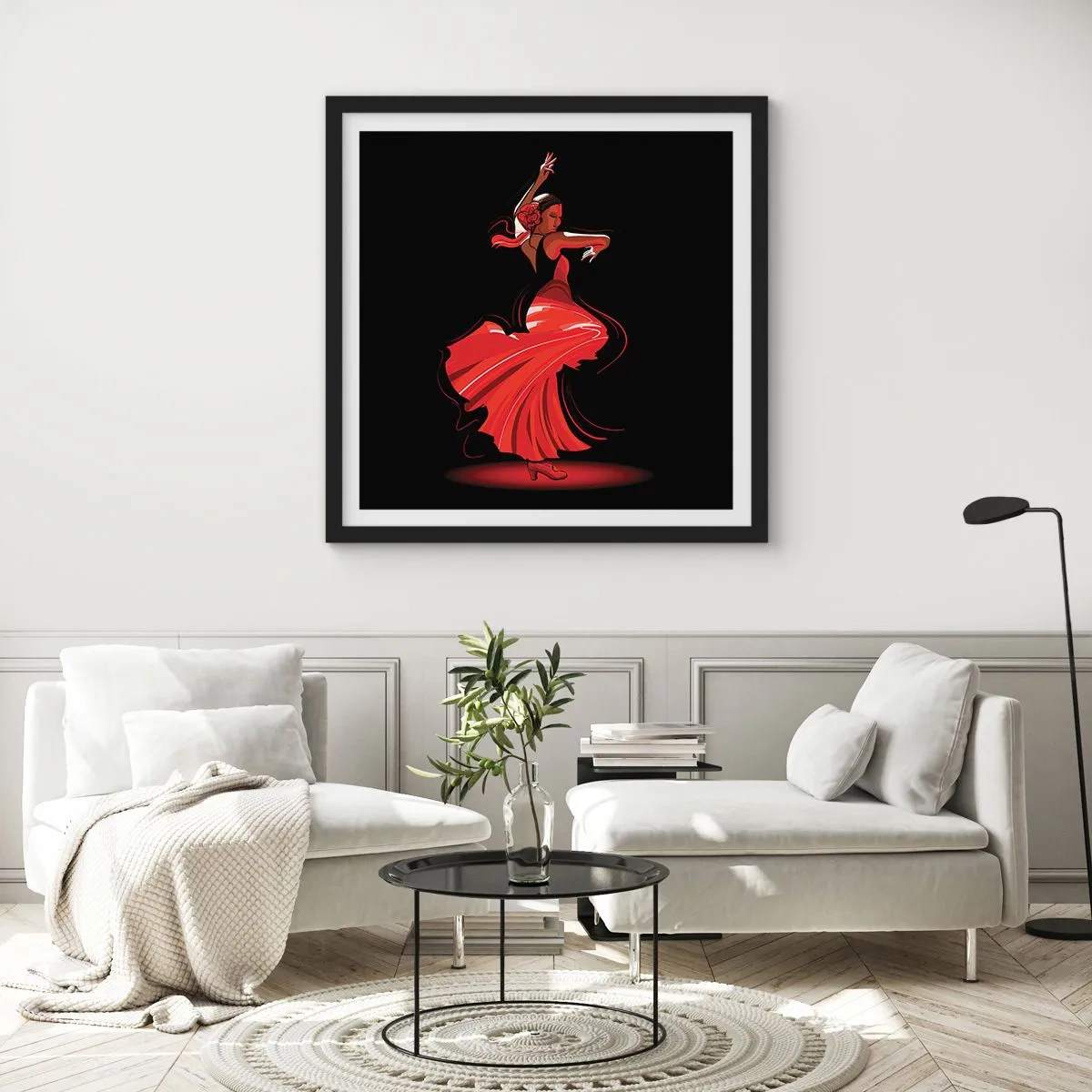 Poszter fehér keretben - A flamenco tüzes szelleme - 30x30 cm