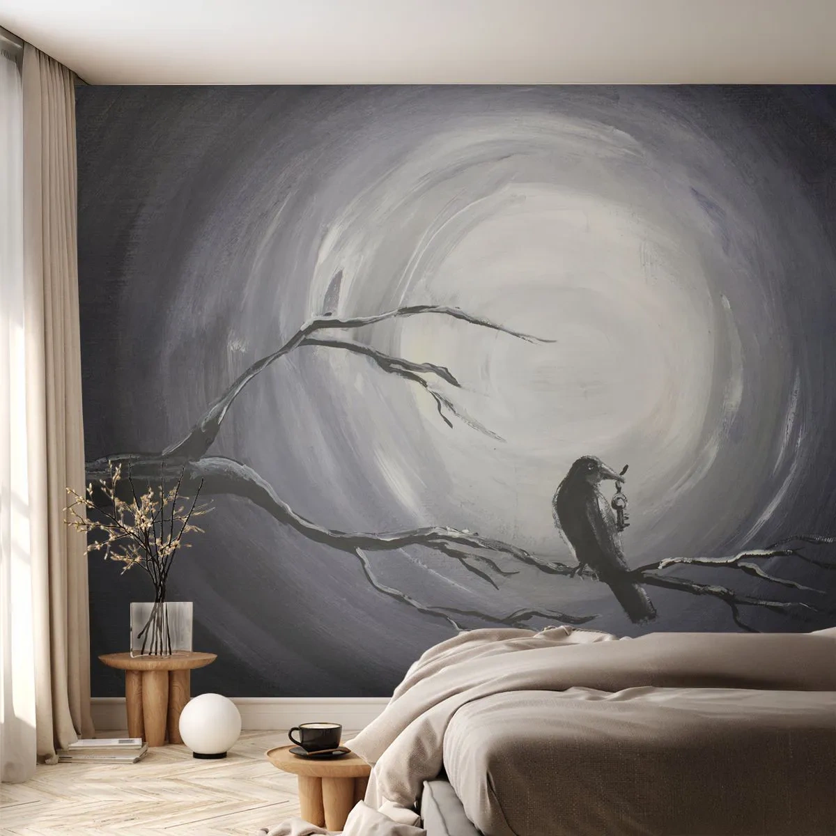 Fotótapéta Standard Eco - Az éjszaka rejtélyének kulcsa - Absztrakció, varjú, Madár - 300x210 cm