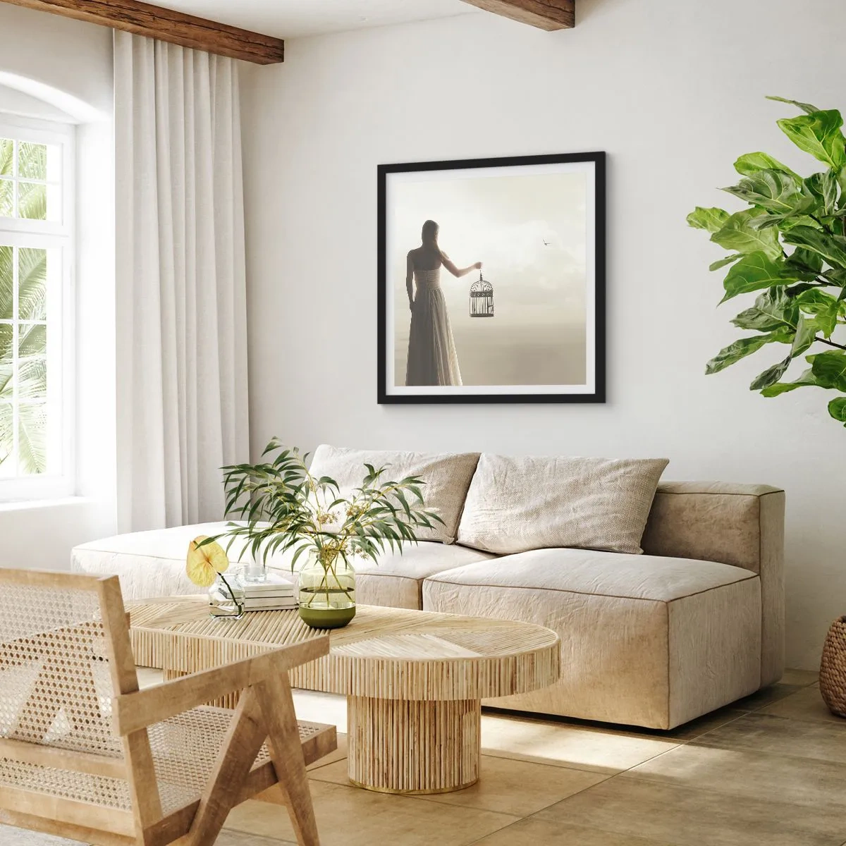 Poszter fehér keretben - Légy szabad - 40x40 cm