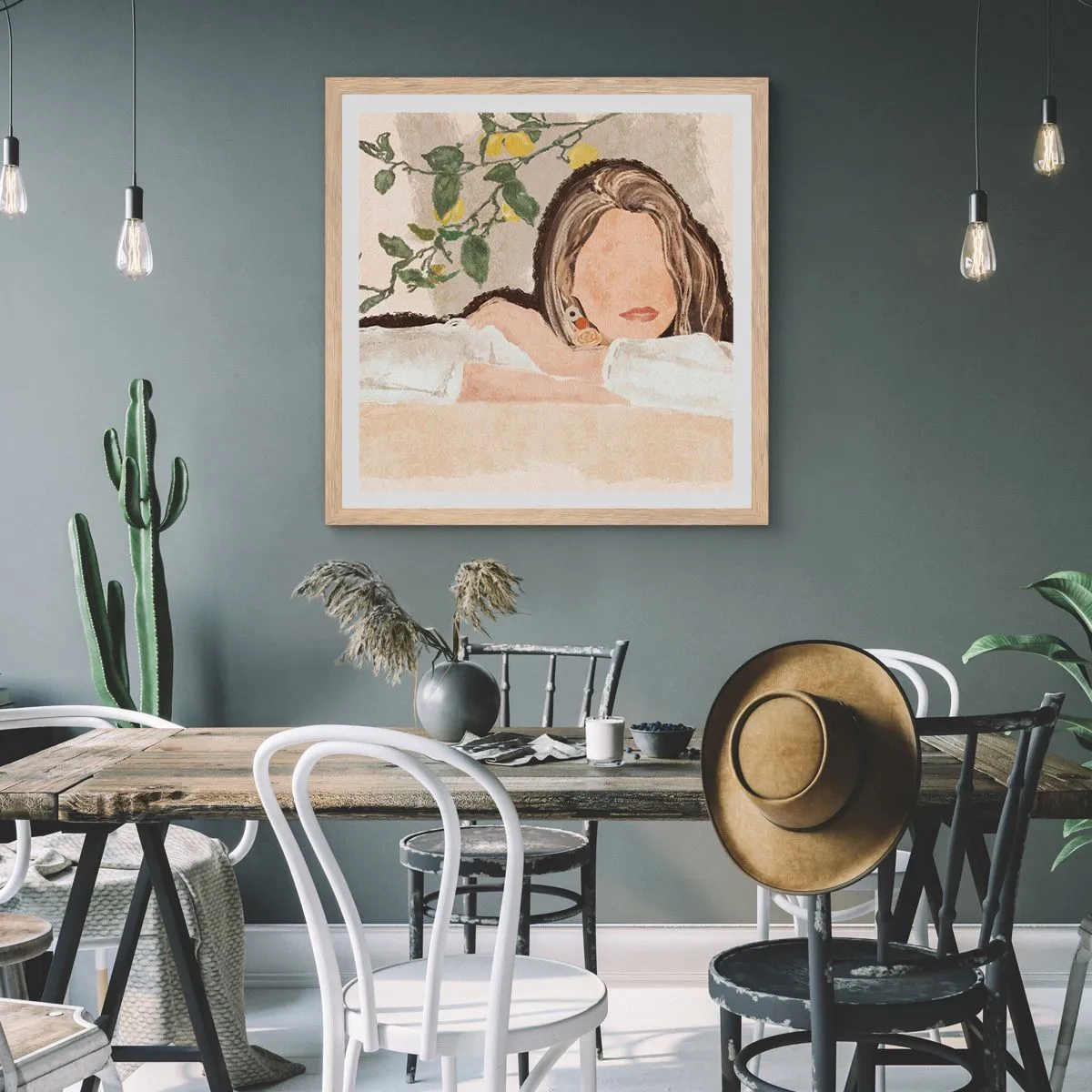 Poszter világos tölgy keretben - Déli szépség - 50x50 cm