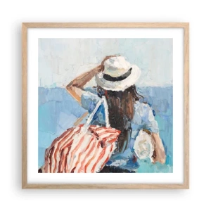 Poszter világos tölgy keretben - Üdvözöljük a nyaraláson - 50x50 cm