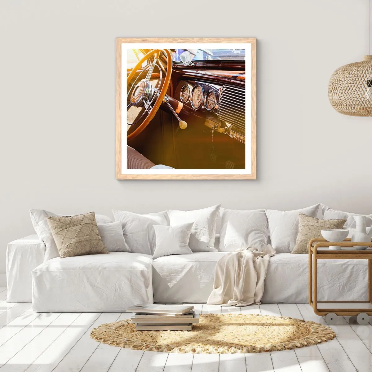 Poszter világos tölgy keretben - Múlt luxusnak a fuvallata - 50x50 cm