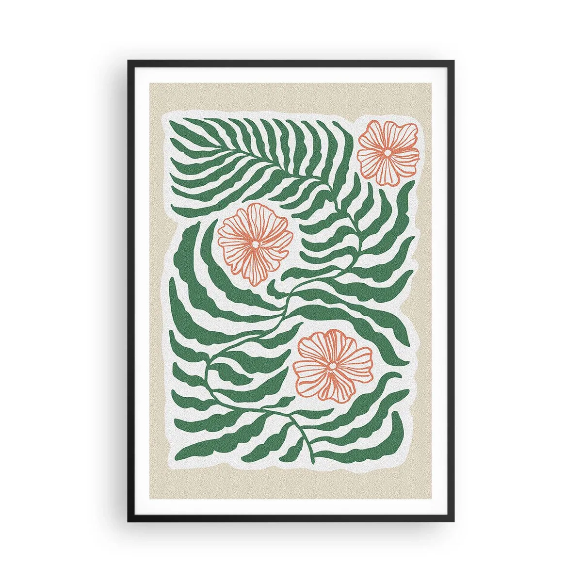 Poszter fehér keretben - Zöldben virágzó - 70x100 cm