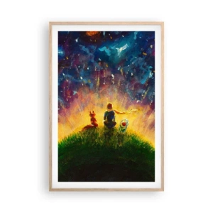 Poszter világos tölgy keretben - Szerelem és barátság – az egész világ - 61x91 cm