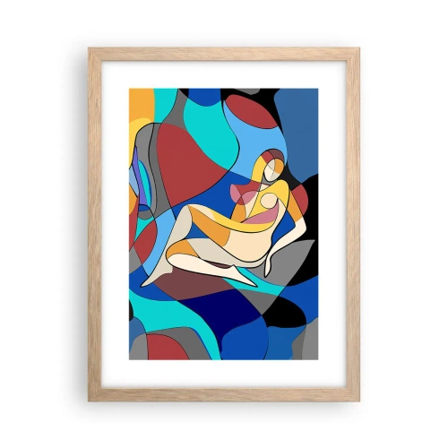 Poszter világos tölgy keretben - Kubista akt - 30x40 cm