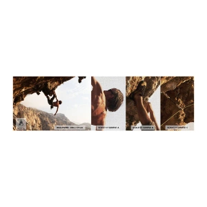 Fotótapéta Minta Premium Canvas - A világ egy szikladarabon összezsugorodott egy kézben  - Kalymnos-sziget, Sziklamászás, Tájkép - 100x30 cm