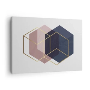 Vászonkép - Geometriai alakzatok arany vonalakban pasztell alapon - 70x50cm - Az egyszerűség ereje - Modern fali dekoráció nappalihoz és hálószobához ARTTOR