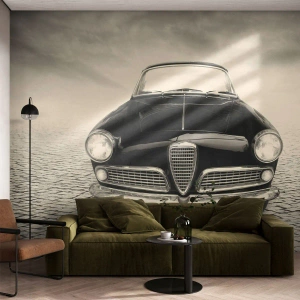 Fotótapéta Premium Sand - És hogy ne szeretnél engem? - Autó, Szüret, Fekete és fehér - 100x70 cm