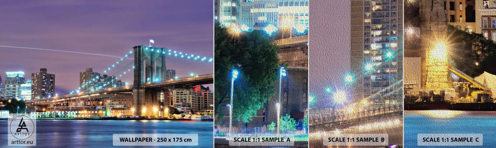 Fotótapéta Minta Premium Sand - Sok éve a Brooklyn-i Híd - Város, New York, Brooklyn híd - 100x30 cm