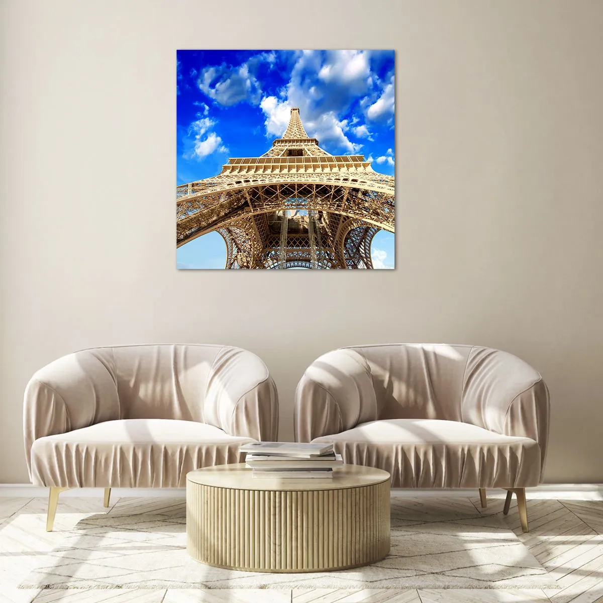 Üveg kép - Az ég és a felhők felé nyúlva - 70x70 cm