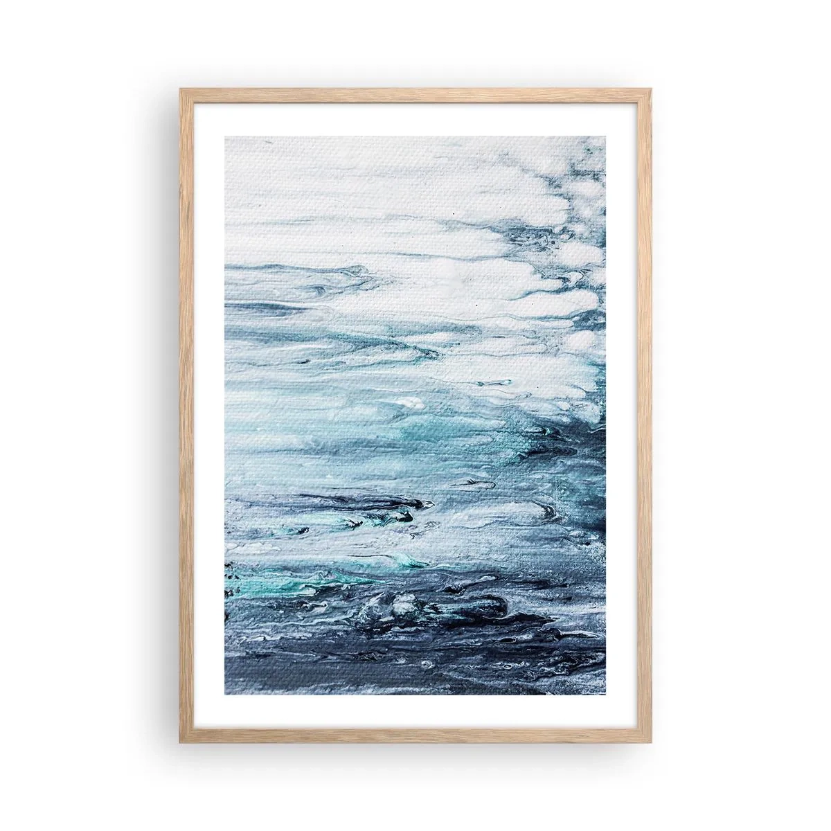 Poszter világos tölgy keretben - Kék jégcsapok - 50x70 cm