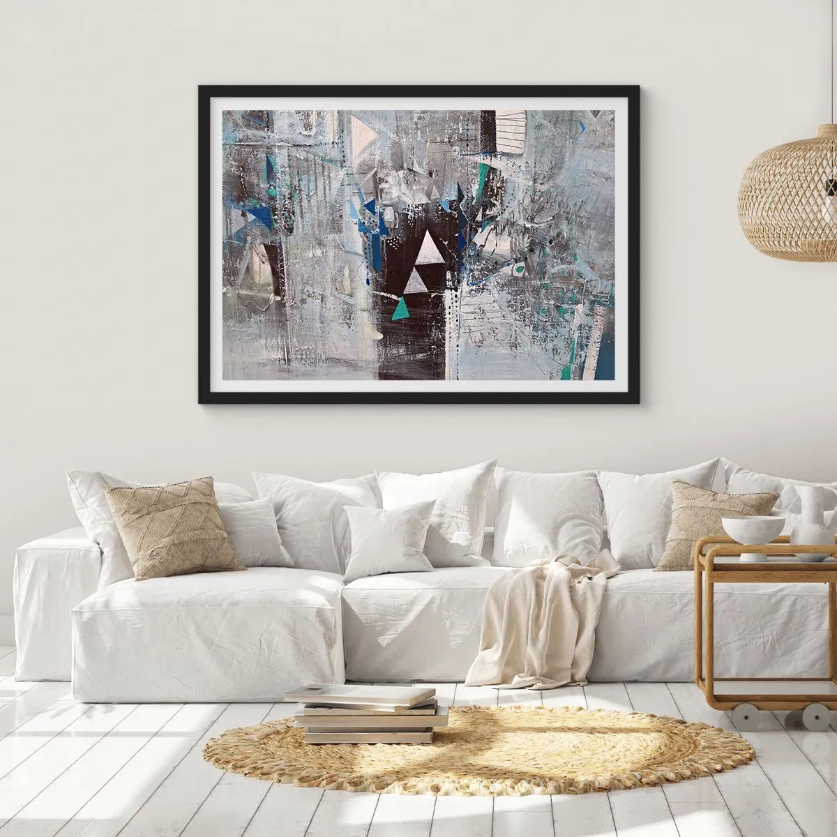 Poszter fehér keretben - A háromszögek felülíró sorrendje - 100x70 cm