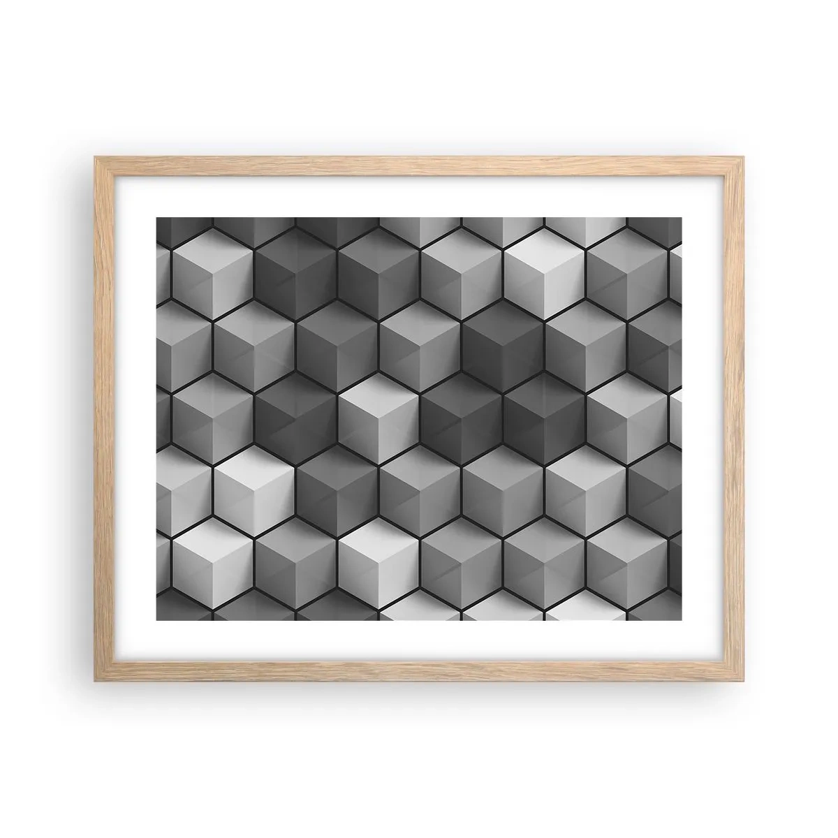 Poszter világos tölgy keretben - Kubista kirakós - 50x40 cm