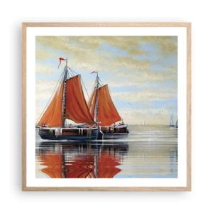 Poszter világos tölgy keretben - Hé, vitorla, tengerész… - 60x60 cm