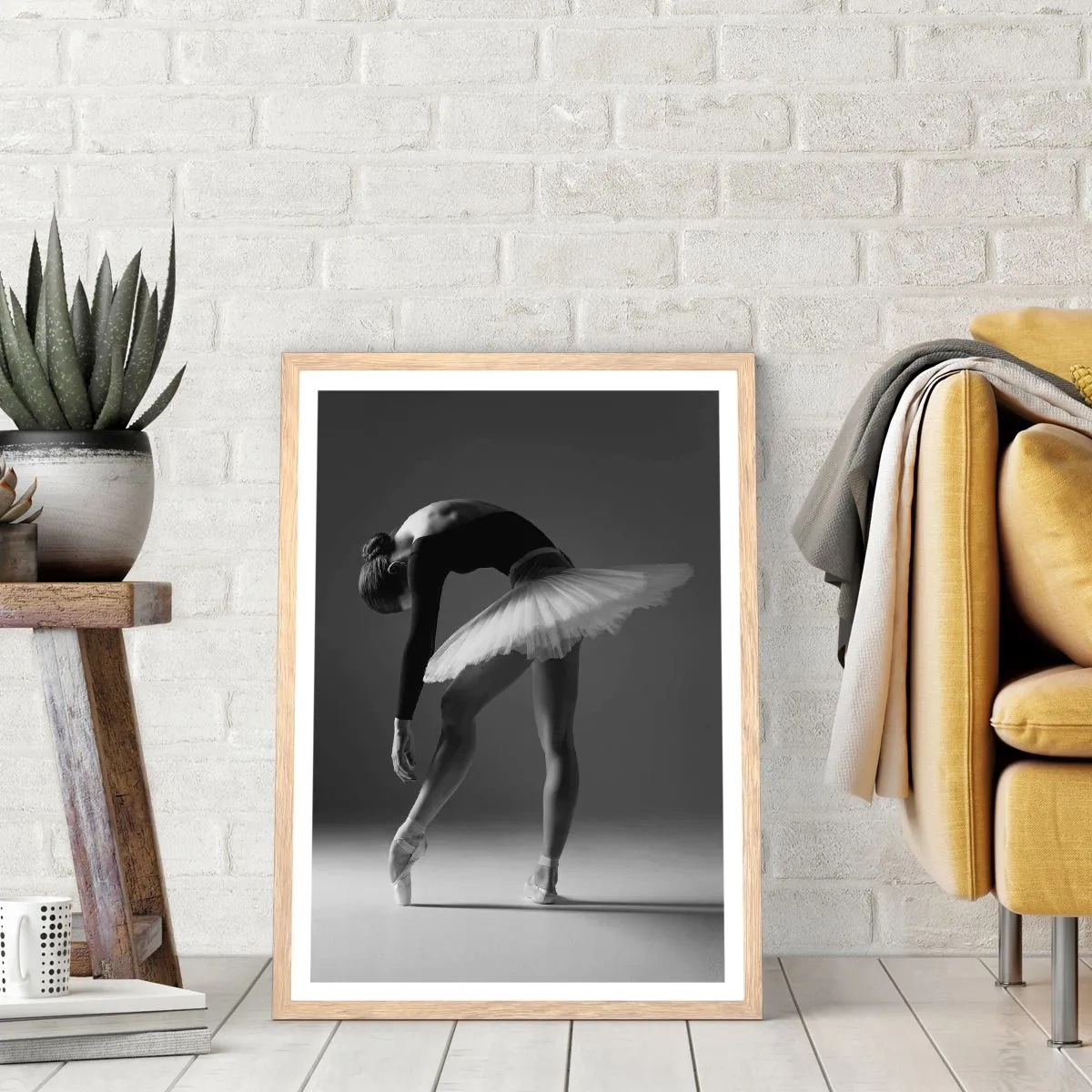 Poszter világos tölgy keretben - Bella balerina - 30x40 cm