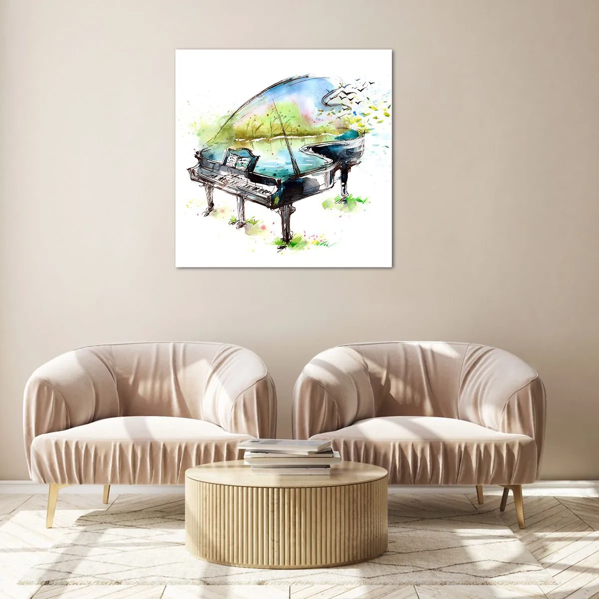 Üveg kép - Elvarázsolt a zenében - 50x50 cm