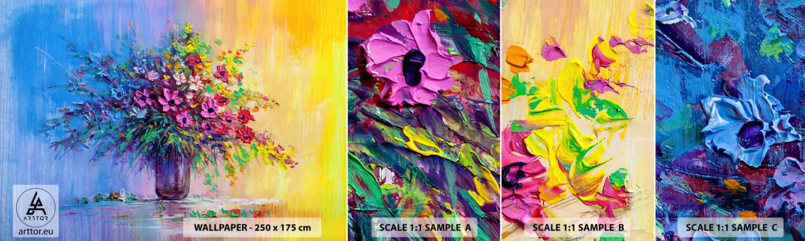 Fotótapéta Minta Standard Eco - A rét nyári ajándéka - Virágok egy vázában, Darab, Csokor virág - 100x30 cm