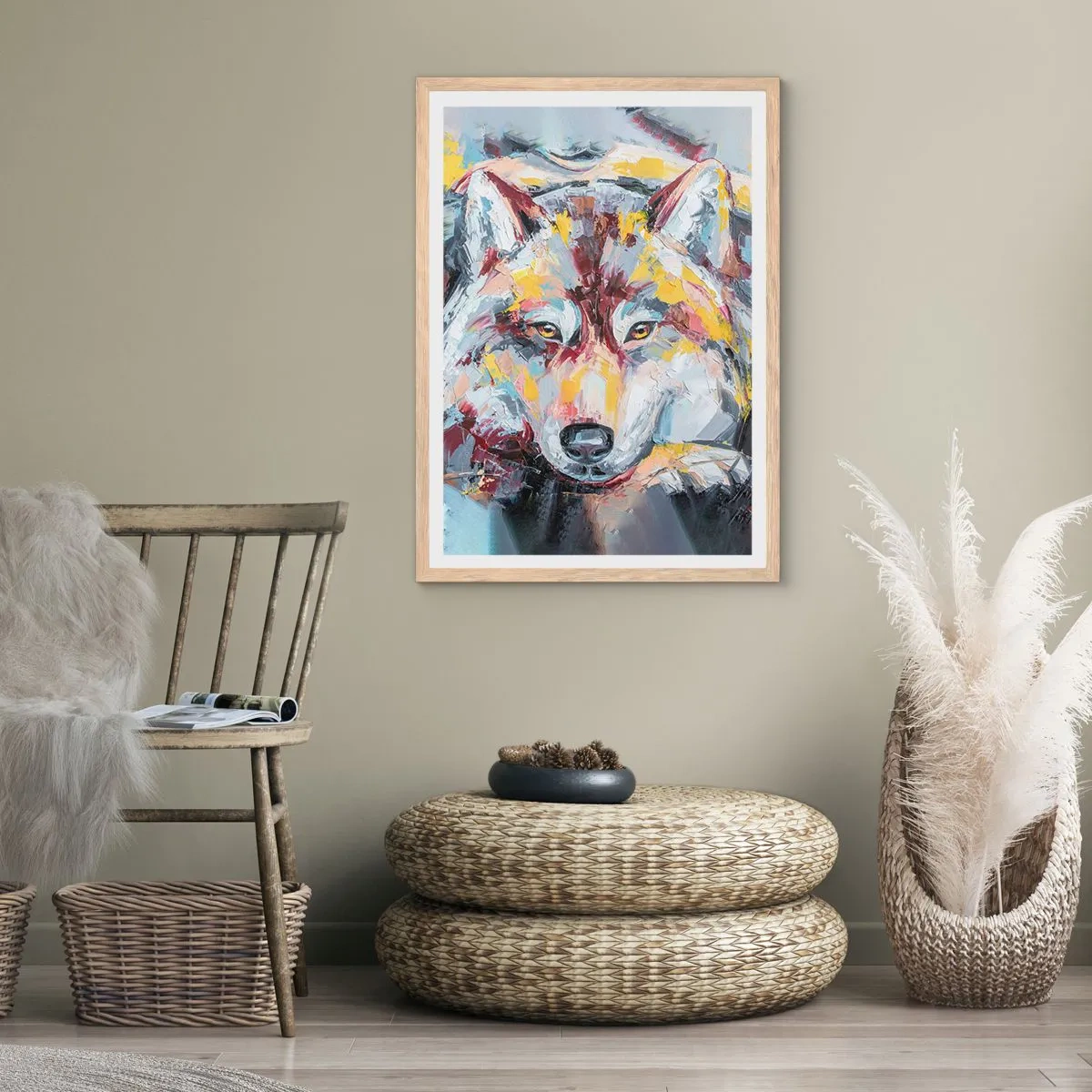 Poszter világos tölgy keretben - Nyugalom a szeretteink között - 70x100 cm