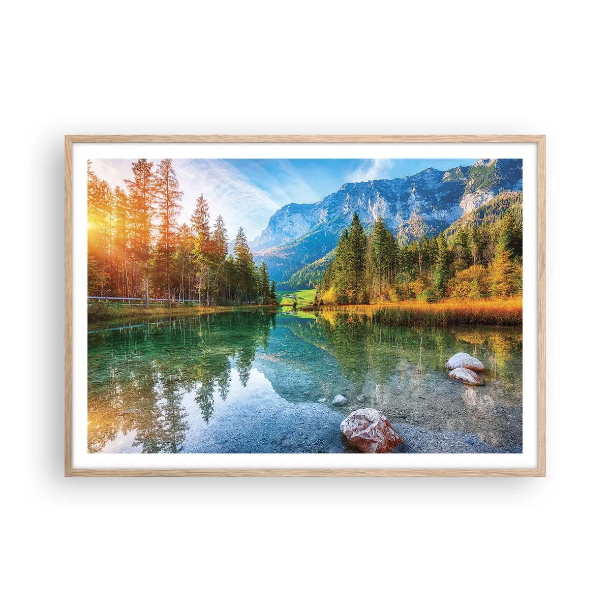Poszter világos tölgy keretben - Az ősz enyhesége - 100x70 cm