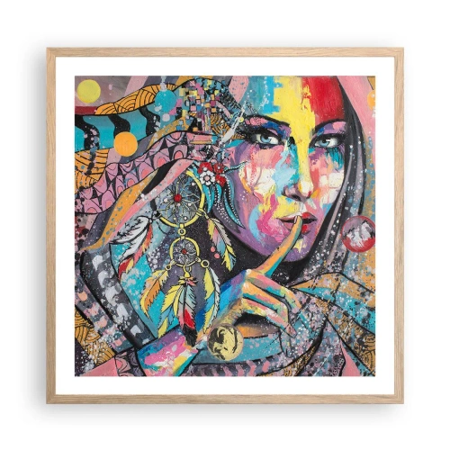 Poszter világos tölgy keretben - Maradj csendben, amíg meg nem érted - 60x60 cm