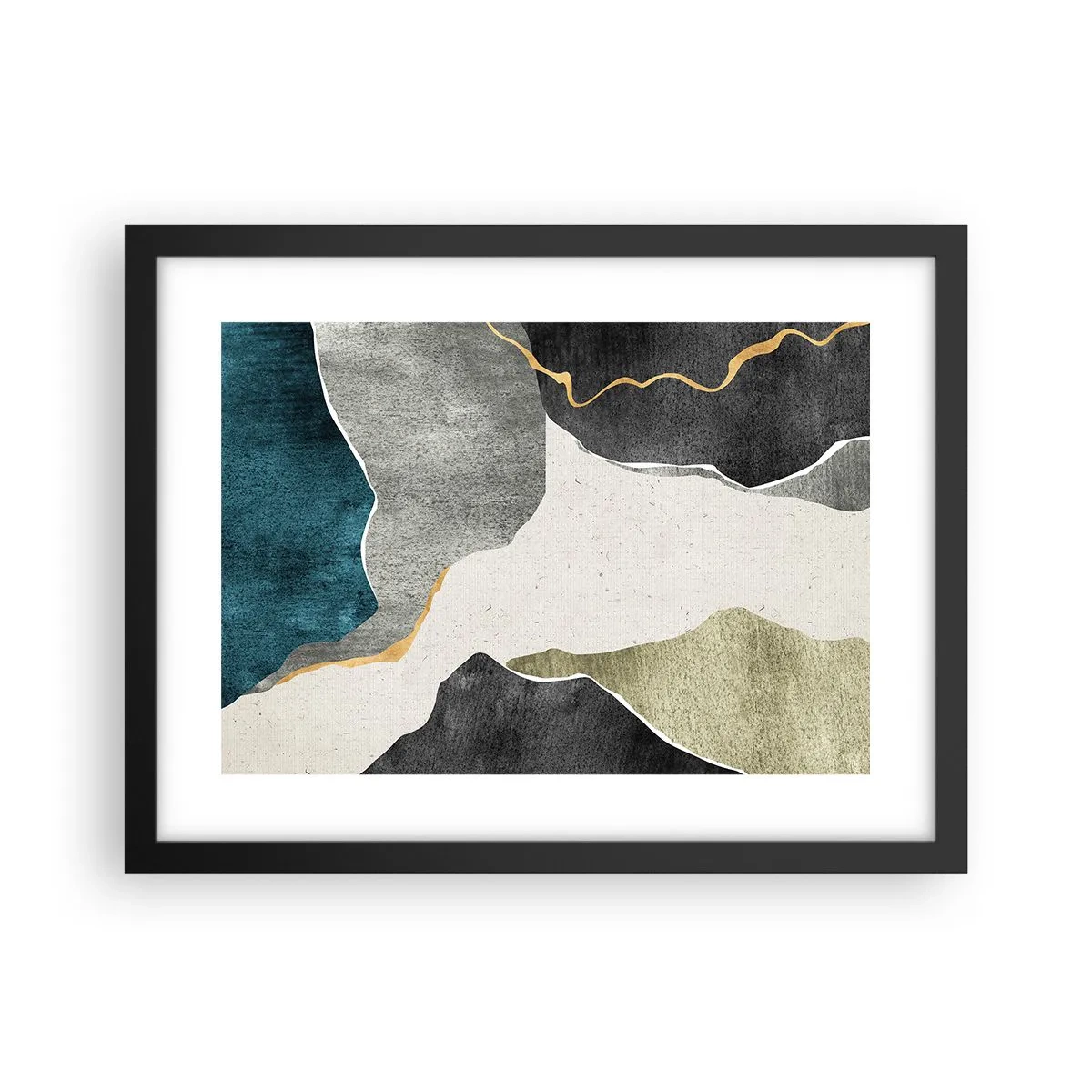 Poszter fehér keretben - Mozaik kompozíció aranyszállal - 40x30 cm