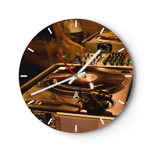 Falióra, Óra - DJ lemezjátszó és keverő dinamikus világítással - 30x30cm - Érzed az erőt? - Modern fali dekoráció nappalihoz, konyhához és hálószobához ARTTOR