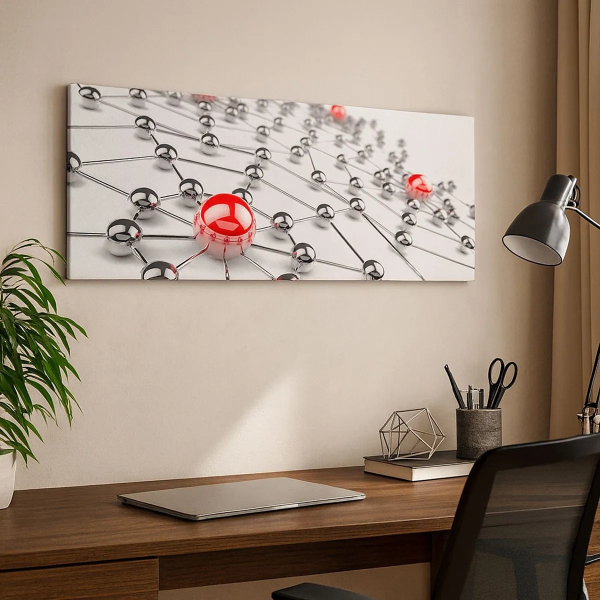 Vászonkép - Ezüst háló - 100x40 cm