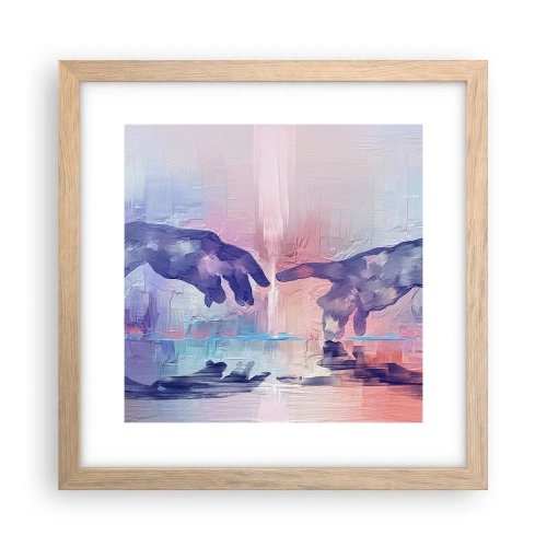 Poszter világos tölgy keretben - Az élet isteni szikrája - 30x30 cm