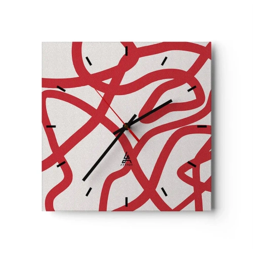 Falióra, Óra - Piros a fehéren - 30x30 cm